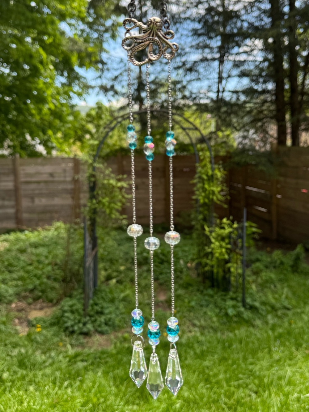 Whimsical Octopus Beaded Suncatcher Rainbow Maker Prisms